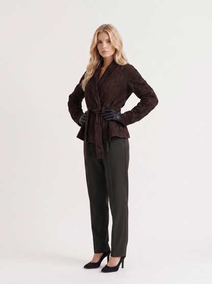 Hattie Shawl Jacket - Dark Brown