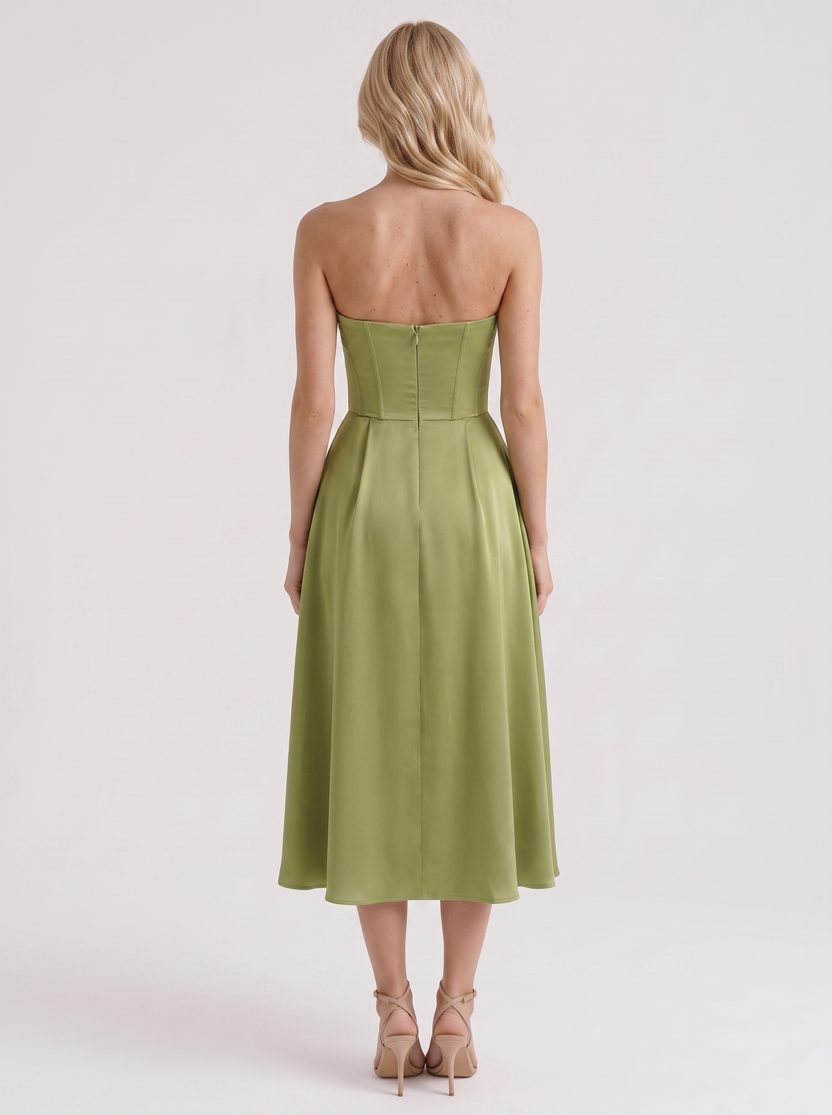 Hazel Sweetheart Midi Dress - Green