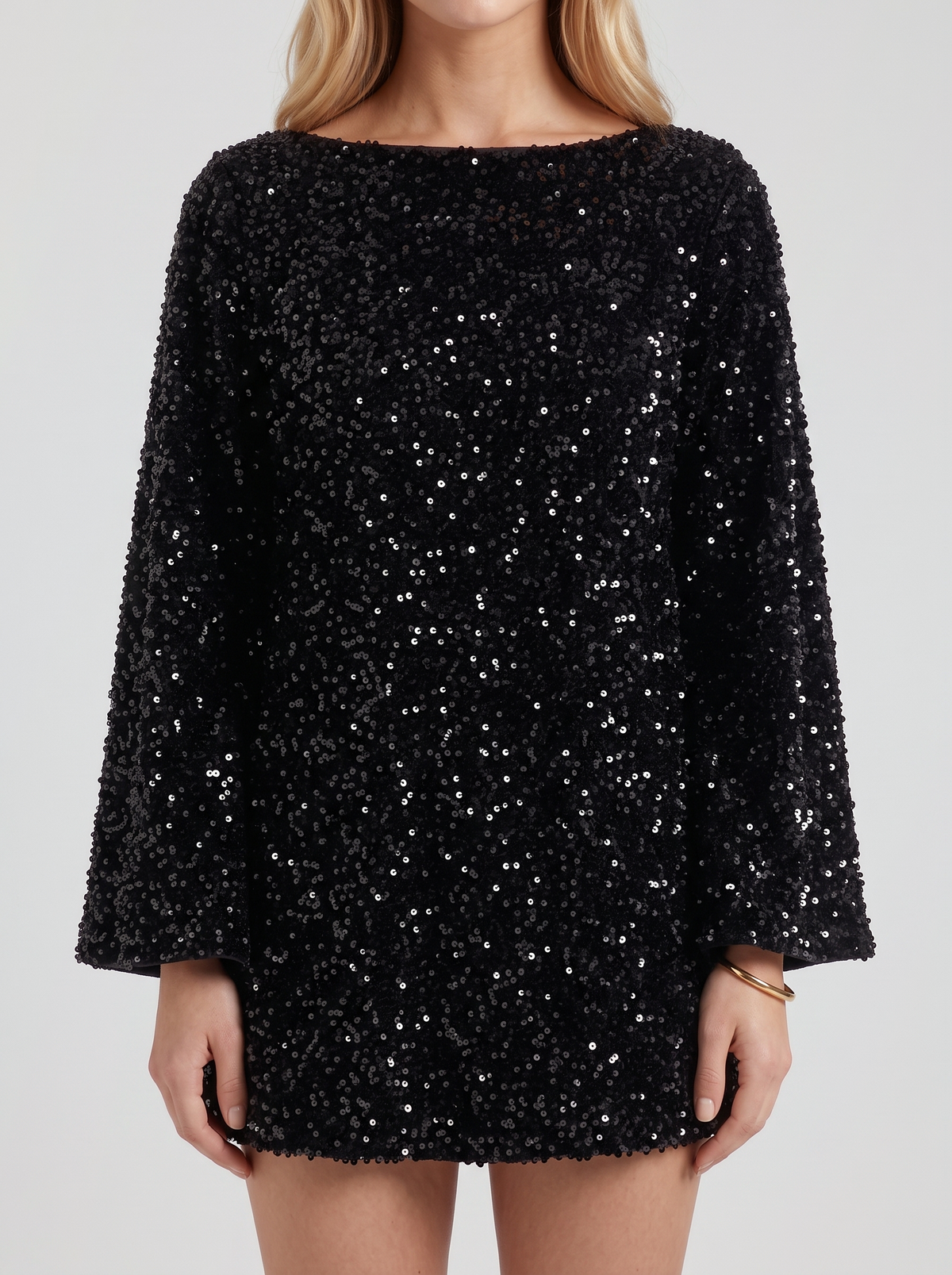 Hermione Sequin Mini Dress - Black