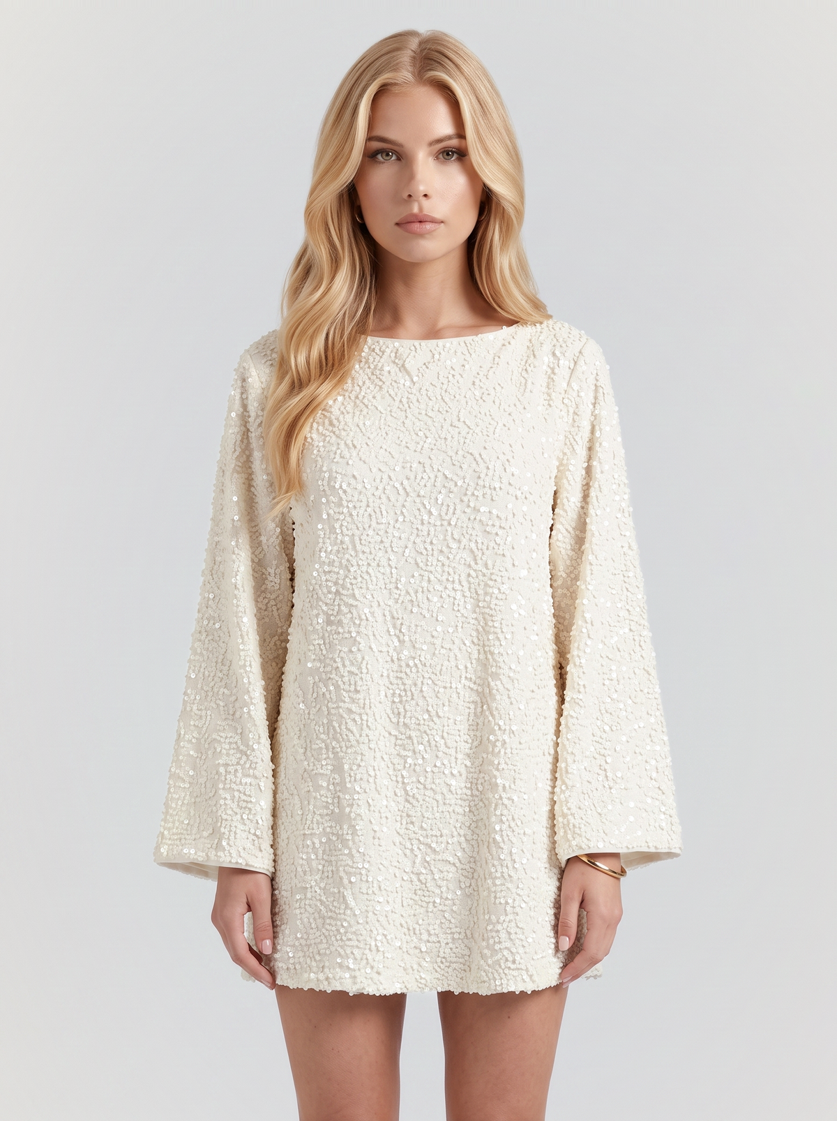 Hermione Sequin Mini Dress - White