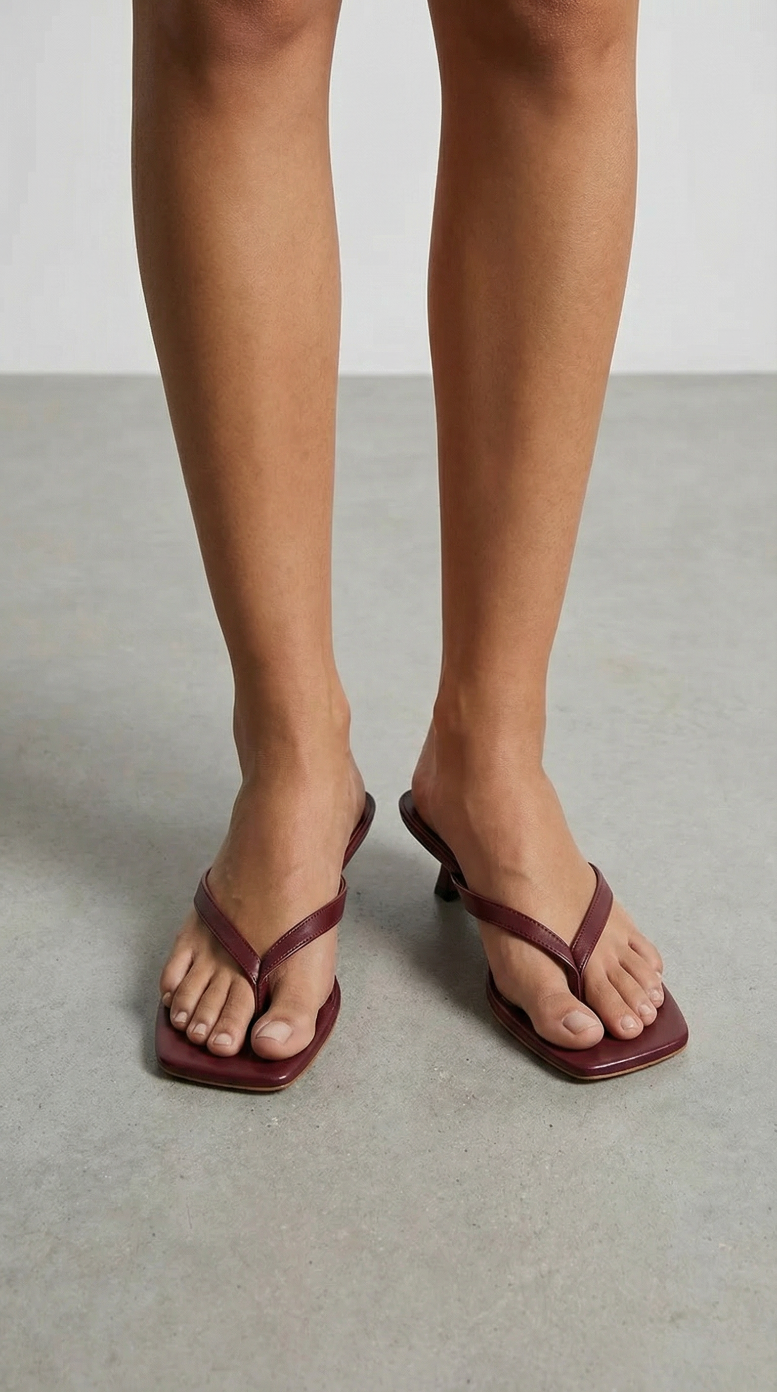 Women burgundy heeled sandals with kitten heel and strappy design