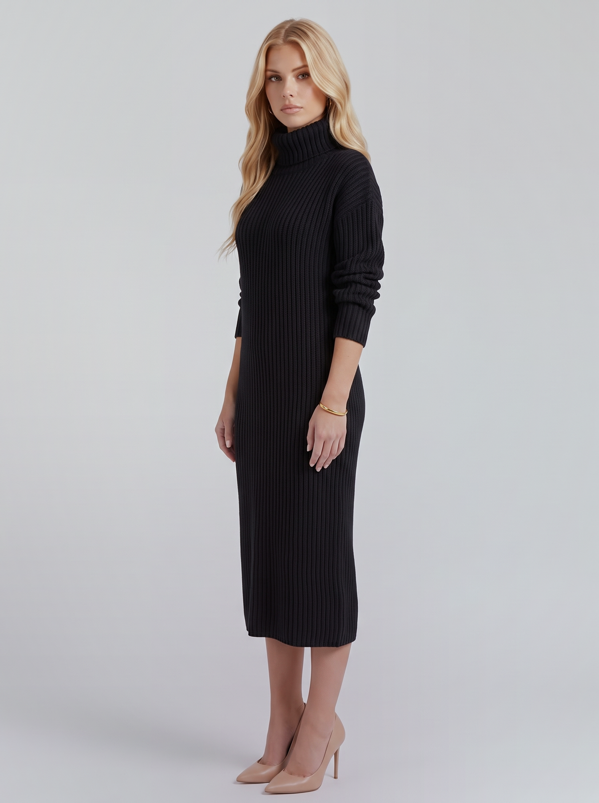 Ilse Knit Midi Dress - Black