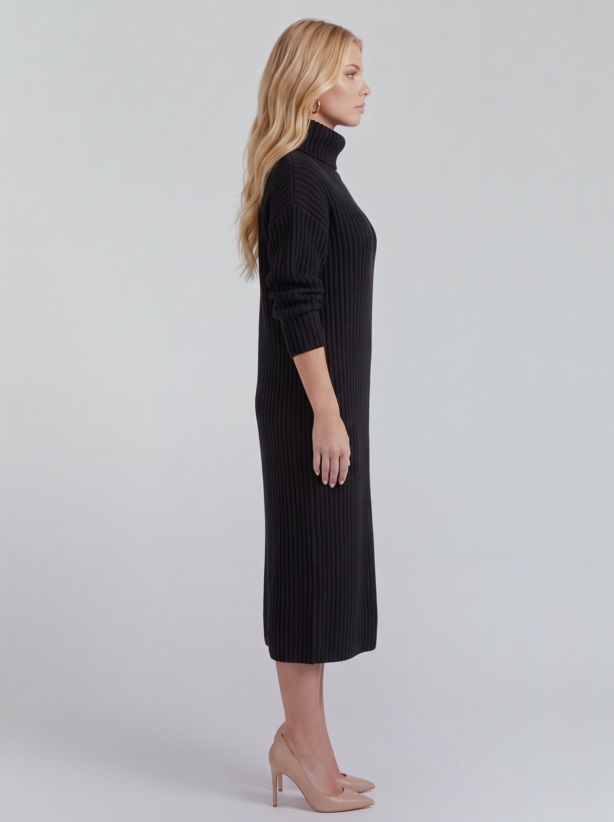 Ilse Knit Midi Dress - Black