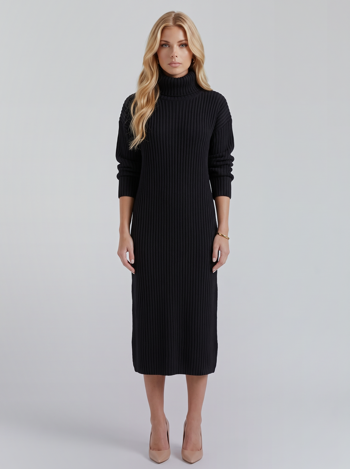 Ilse Knit Midi Dress - Black