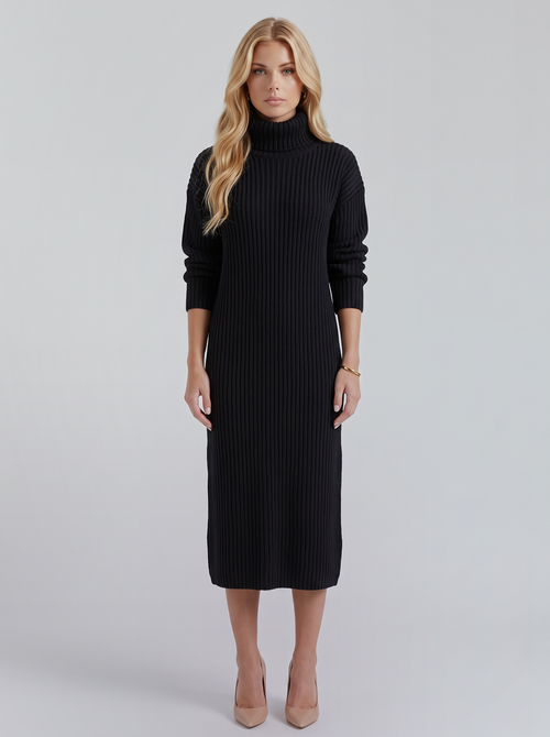Ilse Knit Midi Dress - Black