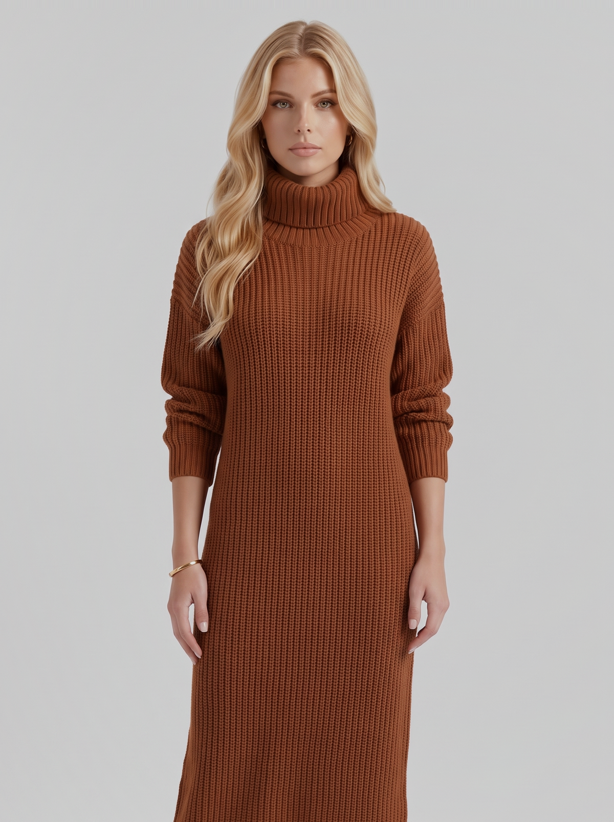Ilse Knit Midi Dress - Caramel