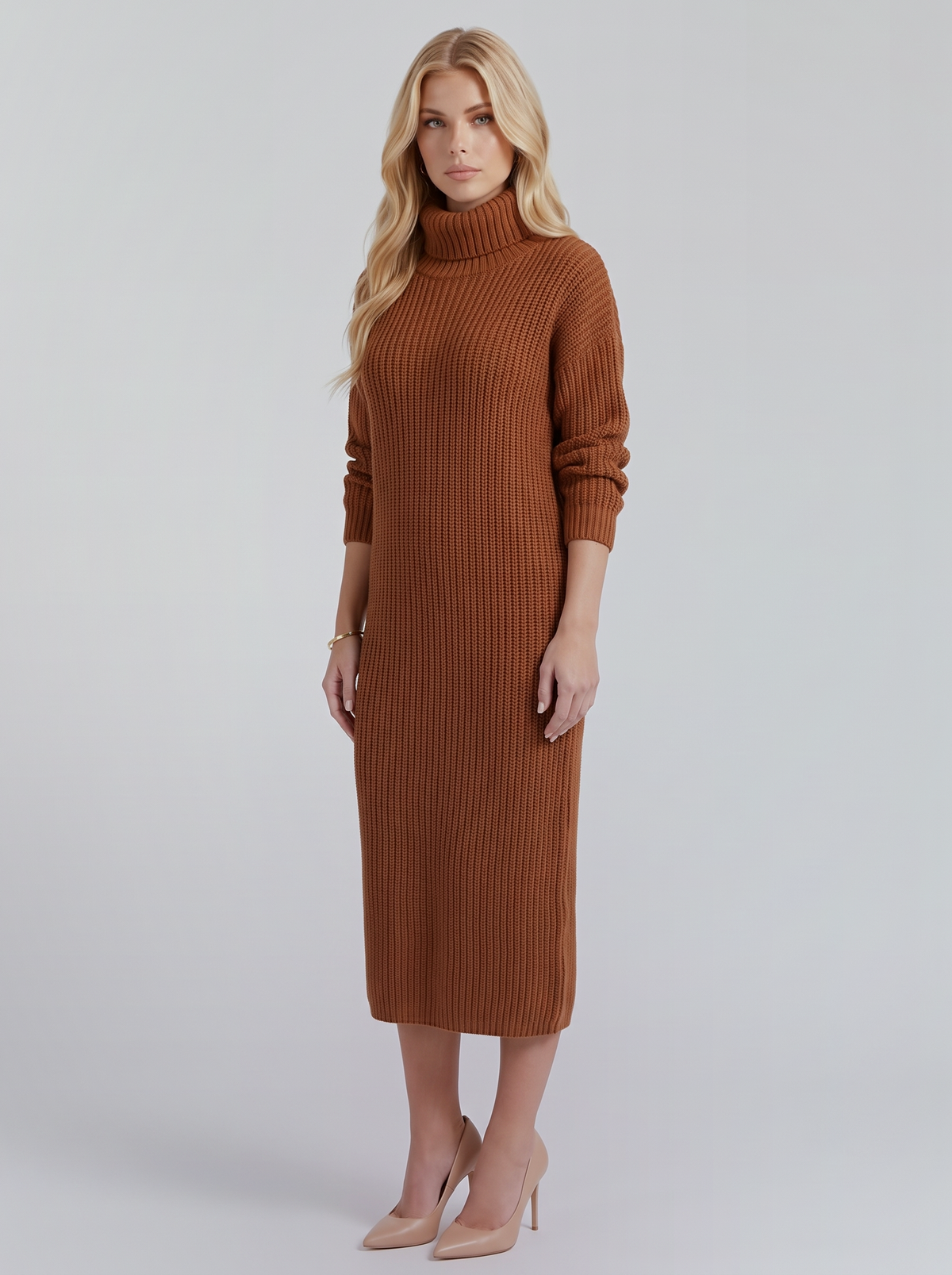 Ilse Knit Midi Dress - Caramel
