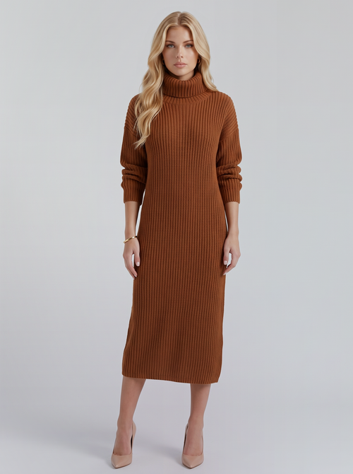 Ilse Knit Midi Dress - Caramel