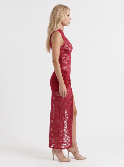 Iris Lace Maxi Dress - Wine