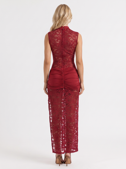 Iris Lace Maxi Dress - Wine