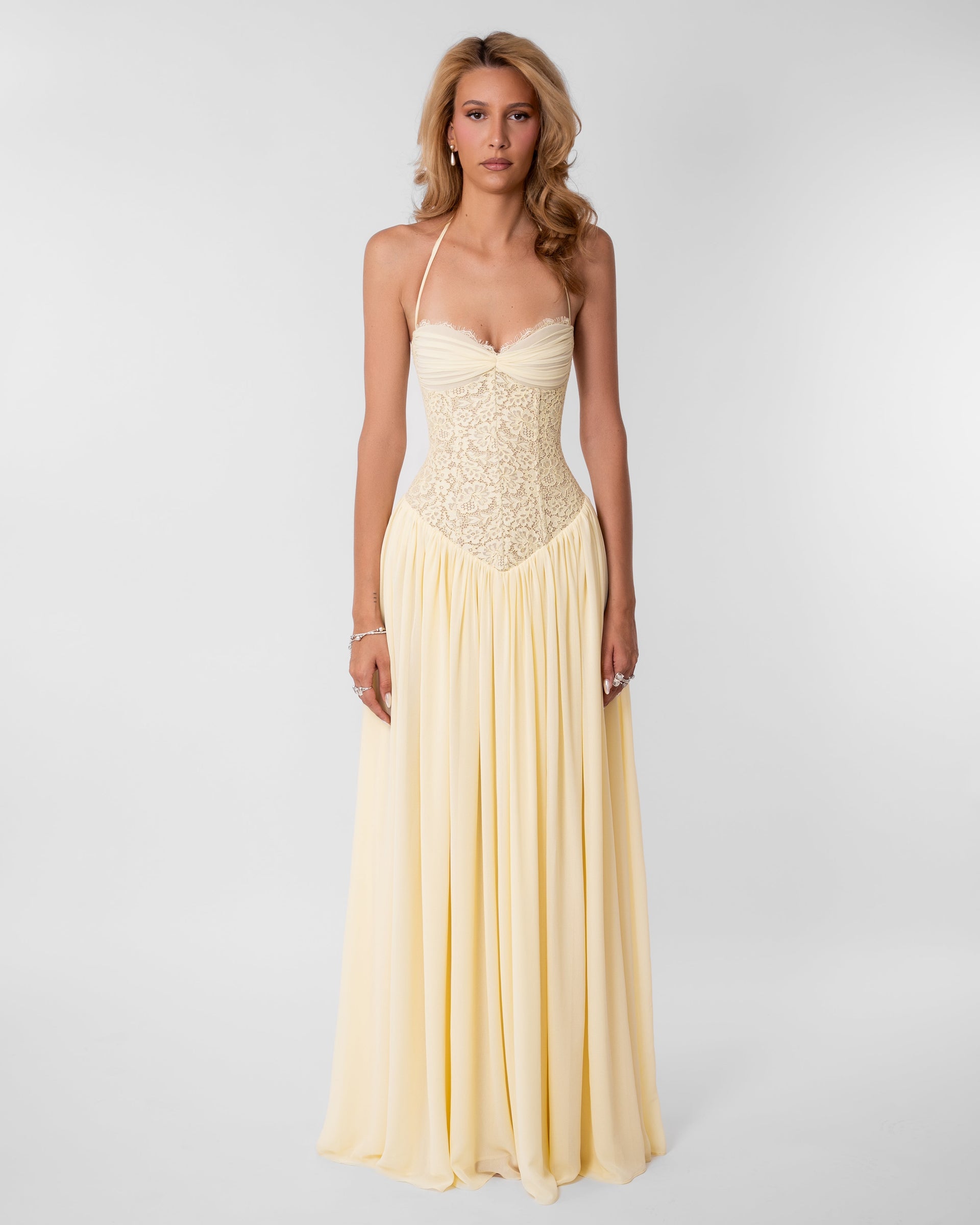 corset strapless maxi dress in yellow Isabella Lace - Butter - L - Fashion SIZE:MD 5=handle1=Display Sideboard=henley-scalloped-edge-150cm-wide-sideboard-with-open-shelf-blue-spruce Collins Striped Maxi Dress Designed with a structured