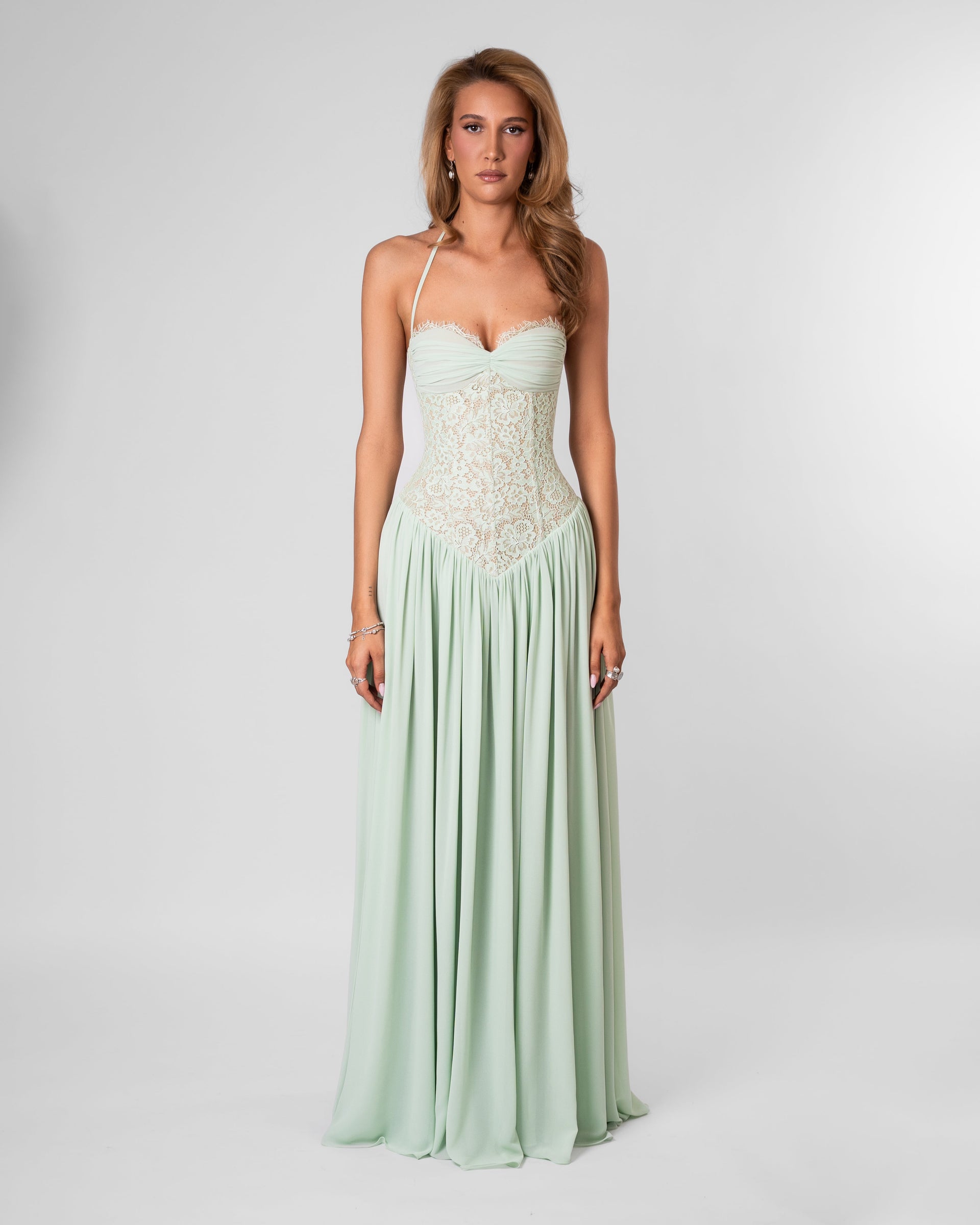 light green corset dress Isabella Lace Maxi - Mint - S - Fashion Color Name:LIME Color:Berry U0737 Sage Green Formal Dresses this gown captures the