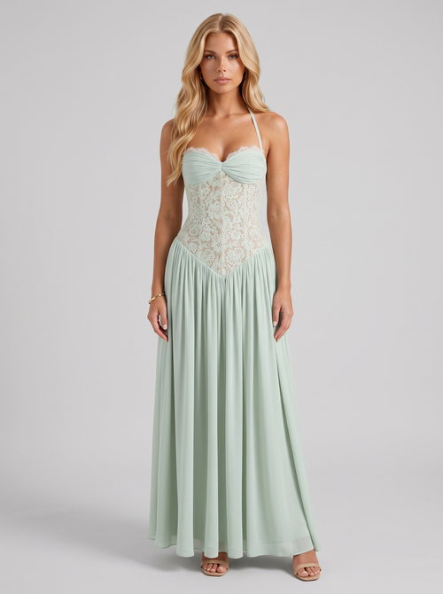 Isabella Lace Maxi Dress - Mint