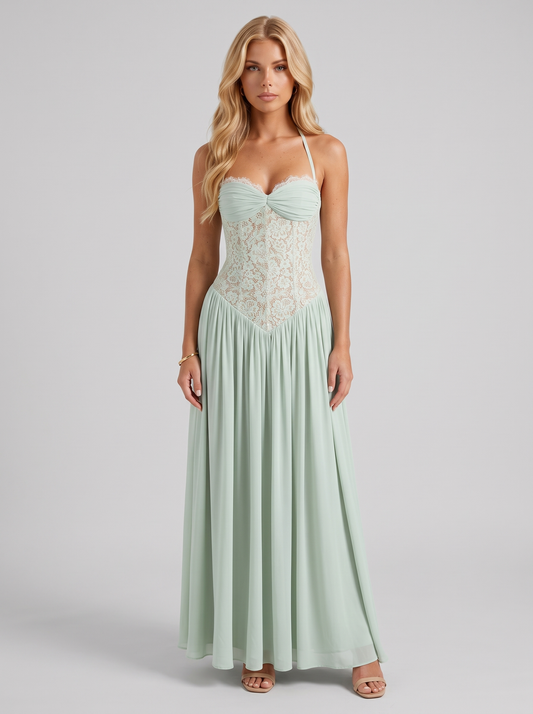 Isabella Lace Maxi Dress - Mint