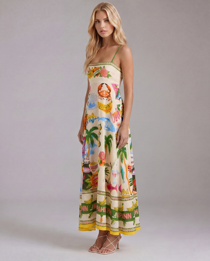 Isla Tropical Maxi Sundress - Multicolor
