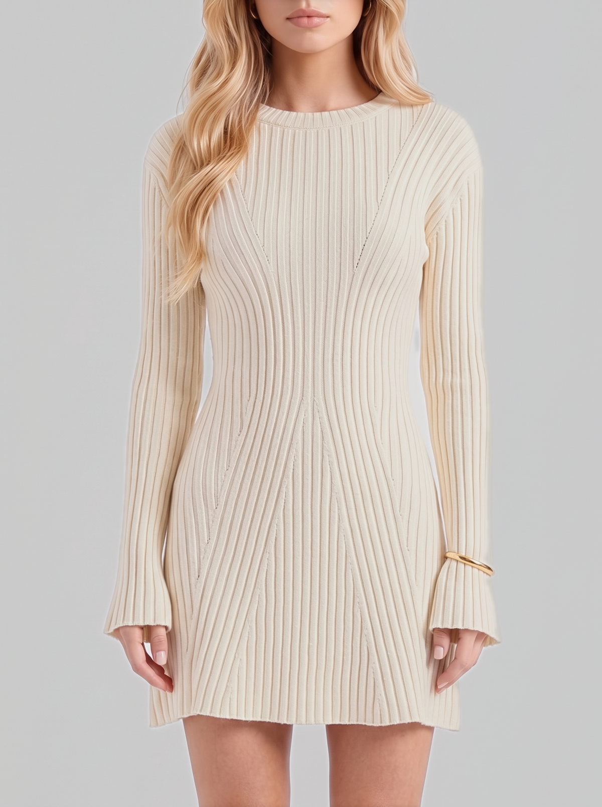 Ivy Flare Mini Dress - Beige