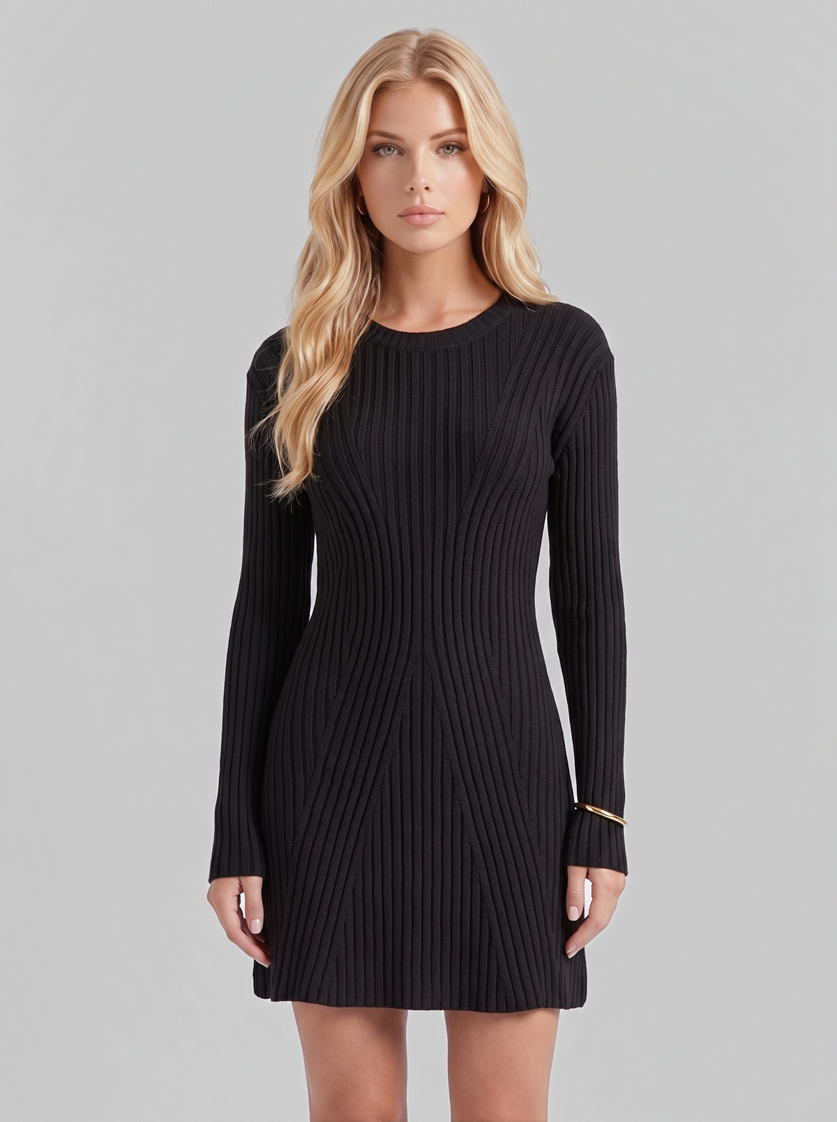 Ivy Flare Mini Dress - Black