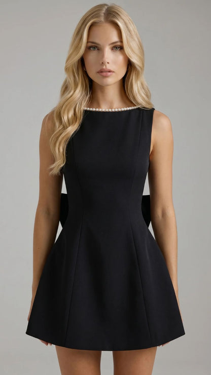 Jocelyn Backless Pearl Mini Dress - Black