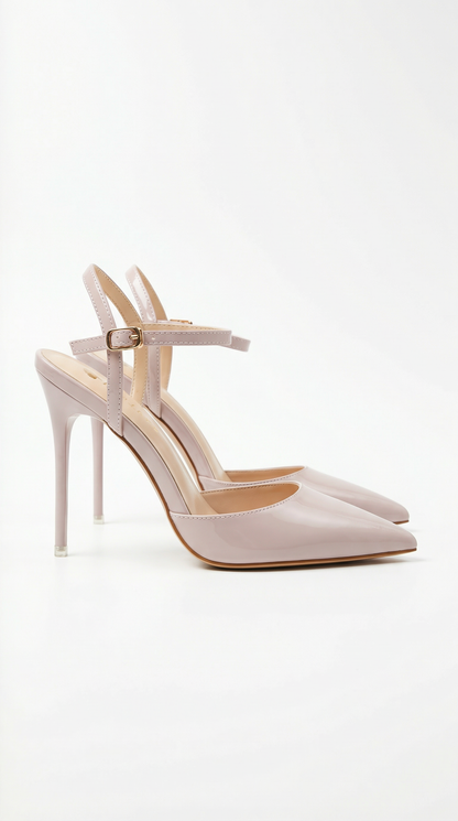 Women light purple heeled sandals with pointed toe and stiletto heel