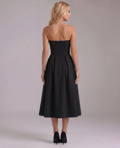 Juliana Strapless Midi Dress - Black