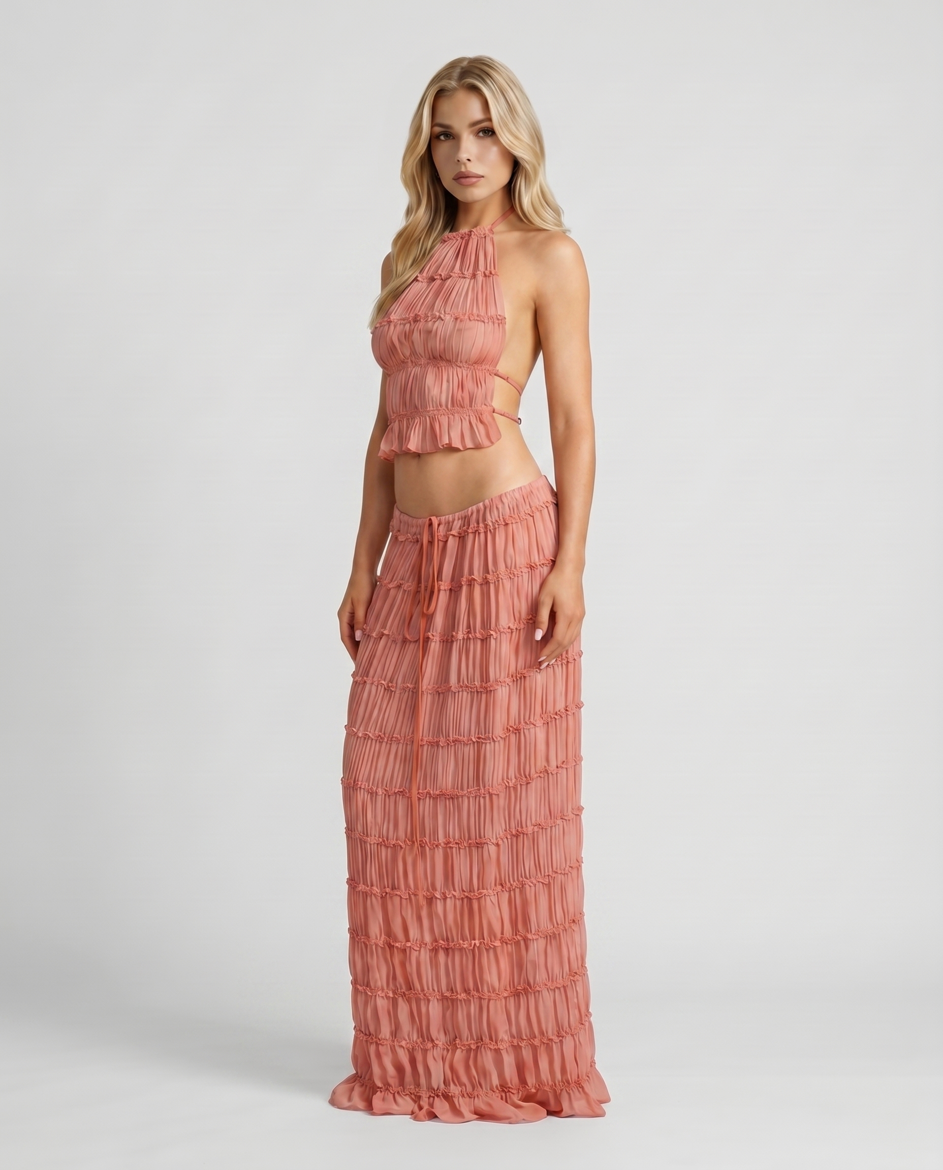 Juliette Halter Set - Peach