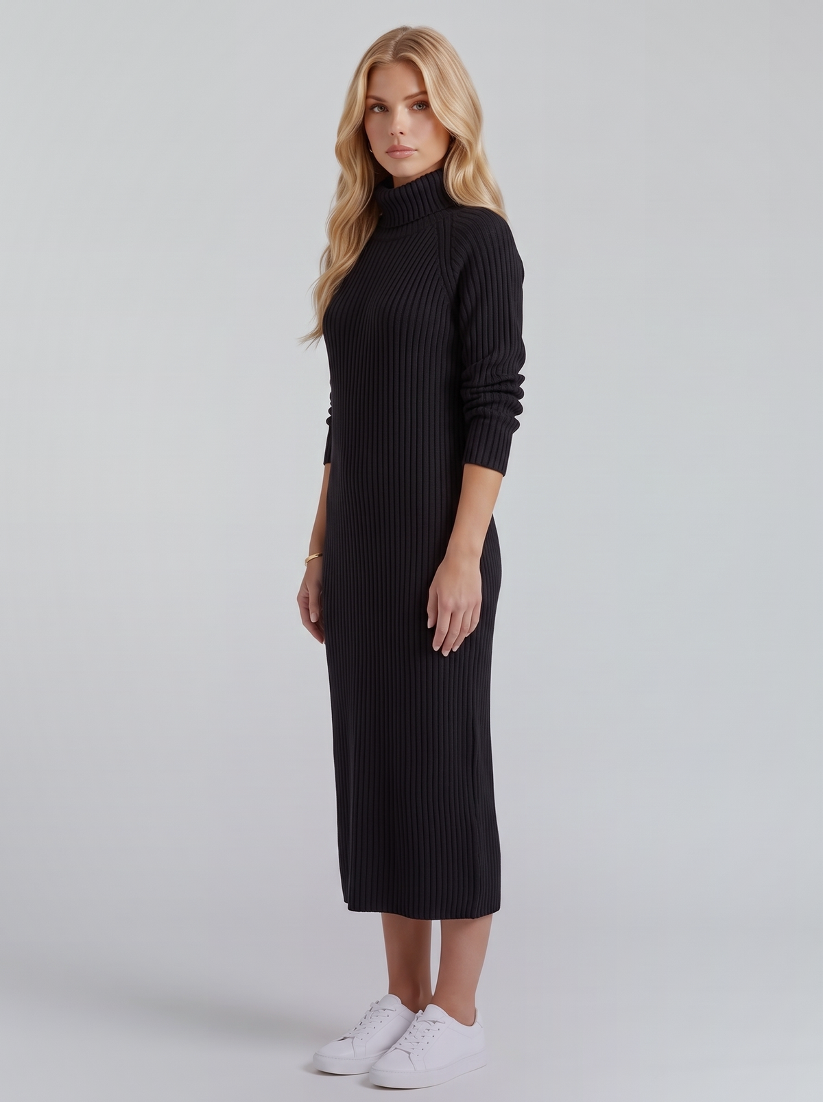 Kara Knit Midi Dress - Black