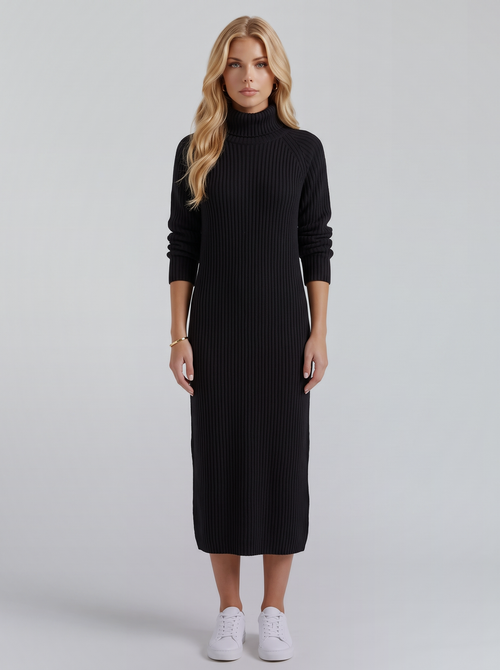 Kara Knit Midi Dress - Black