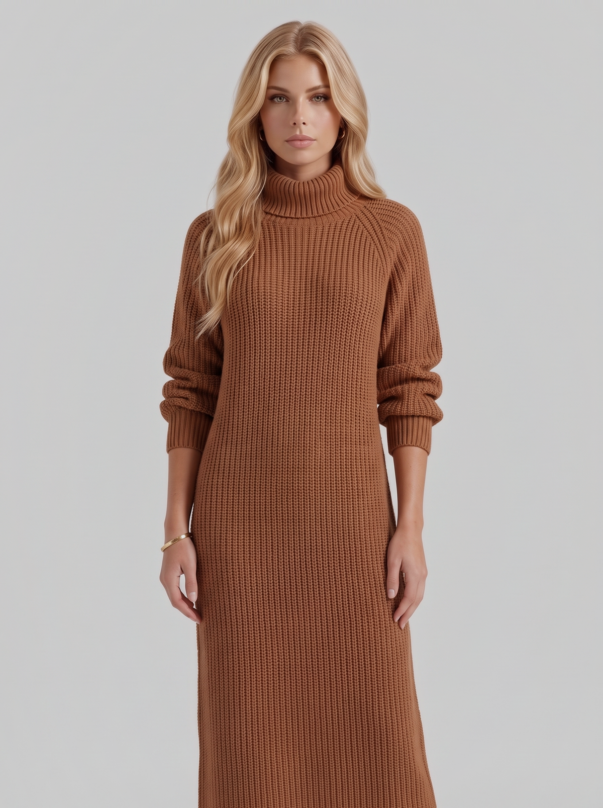 Kara Knit Midi Dress - Caramel