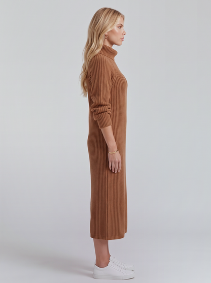 Kara Knit Midi Dress - Caramel