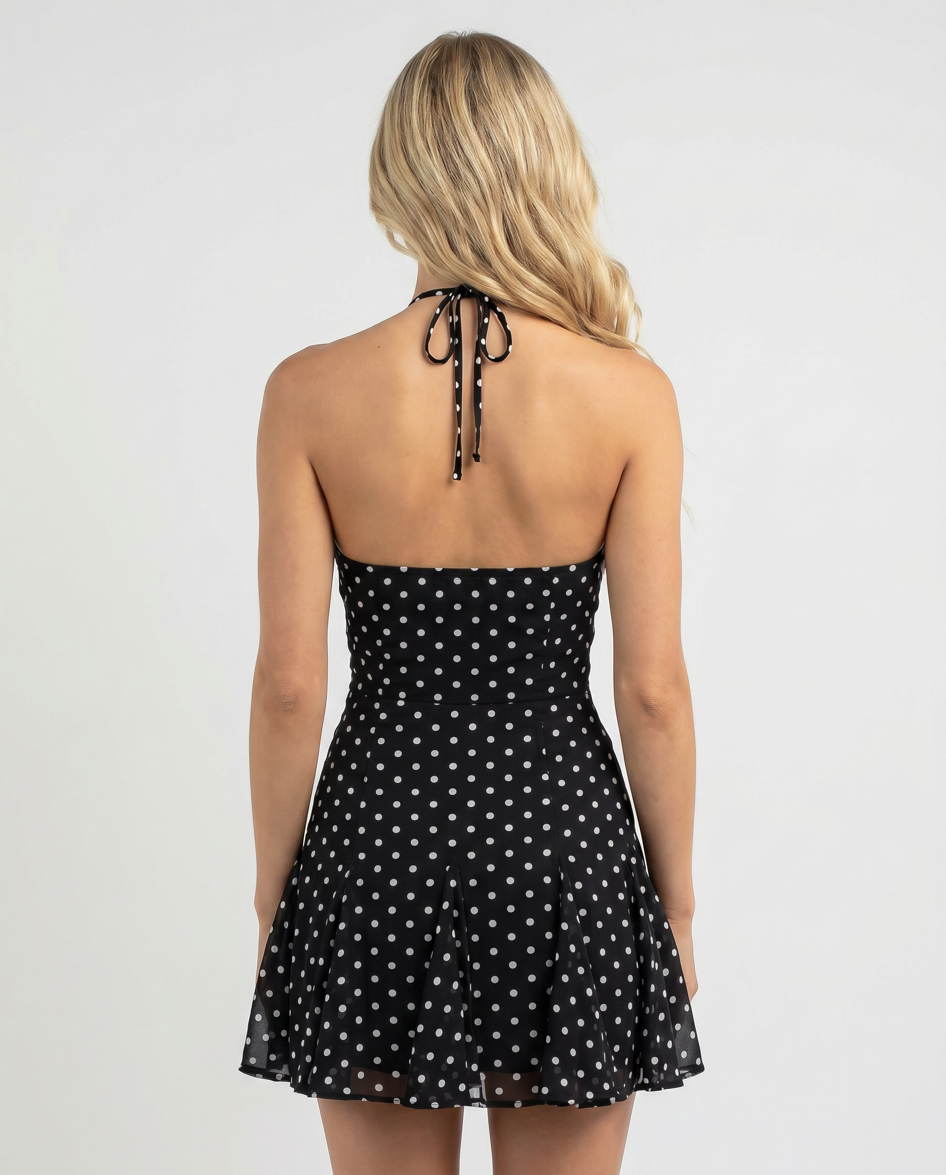 Katie Polka Dot Strapless Mini Dress - Black