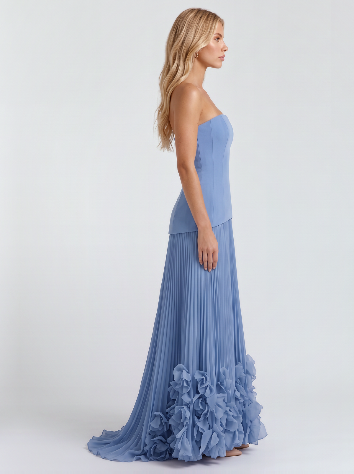Katy Rosette Maxi Dress - Blue