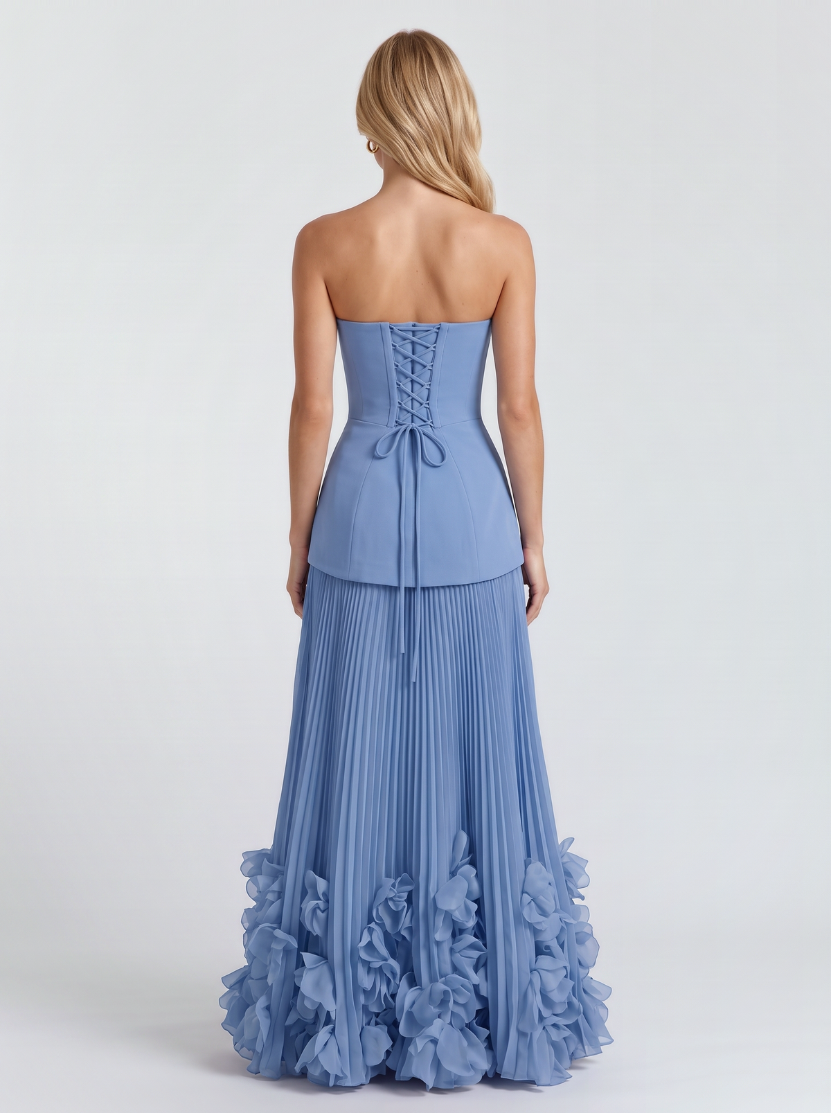 Katy Rosette Maxi Dress - Blue