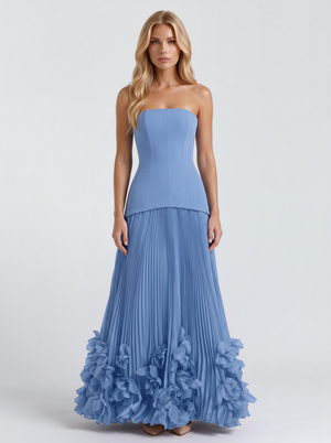 Katy Rosette Maxi Dress - Blue