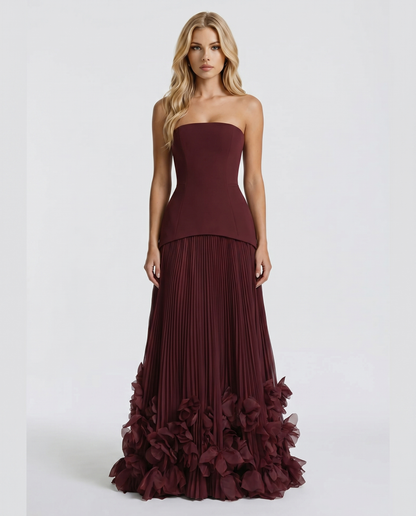 Katy Rosette Maxi Dress - Burgundy