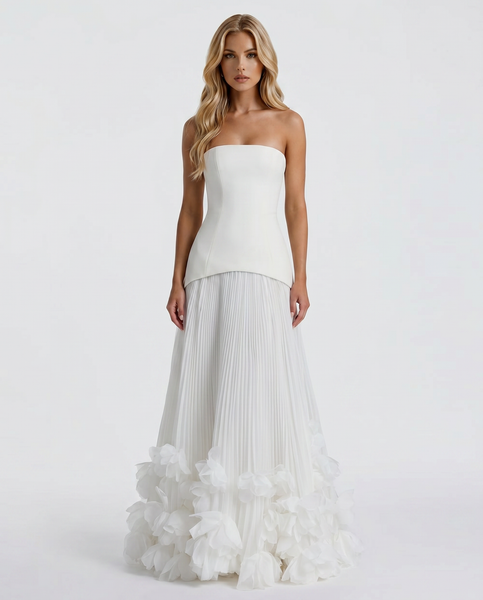 Katy Rosette Maxi Dress - White - XL - Fashion