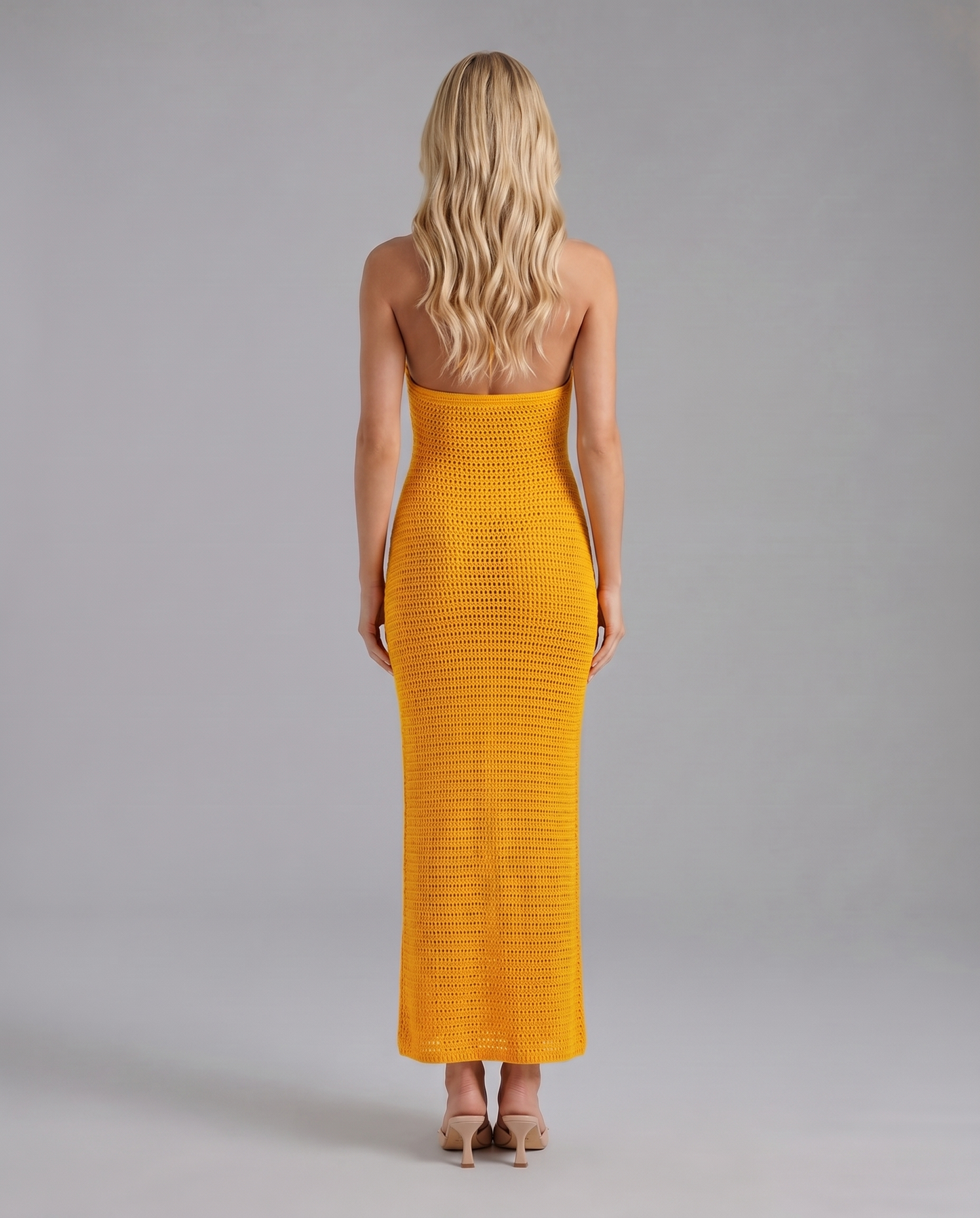 Kyla Crochet Halter Maxi Dress - Orange