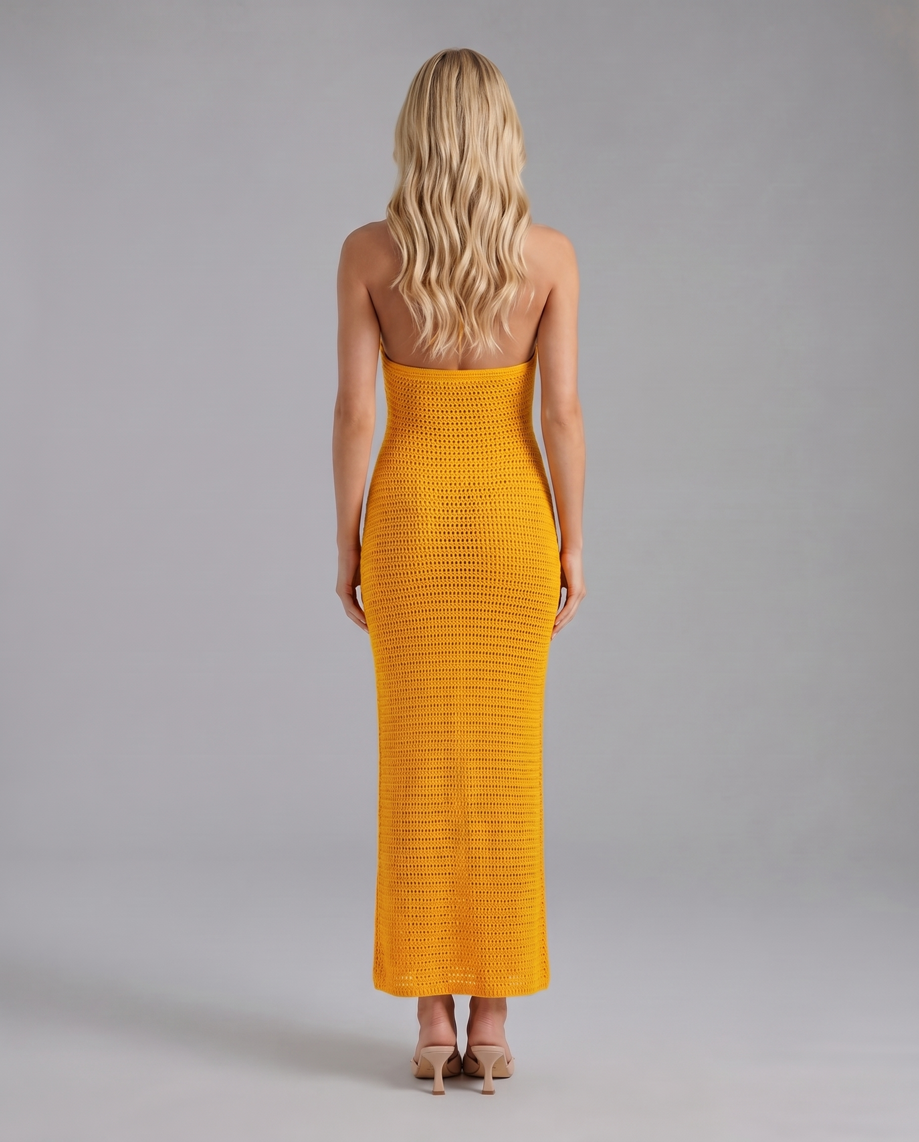 Kyla Crochet Halter Maxi Dress - Orange