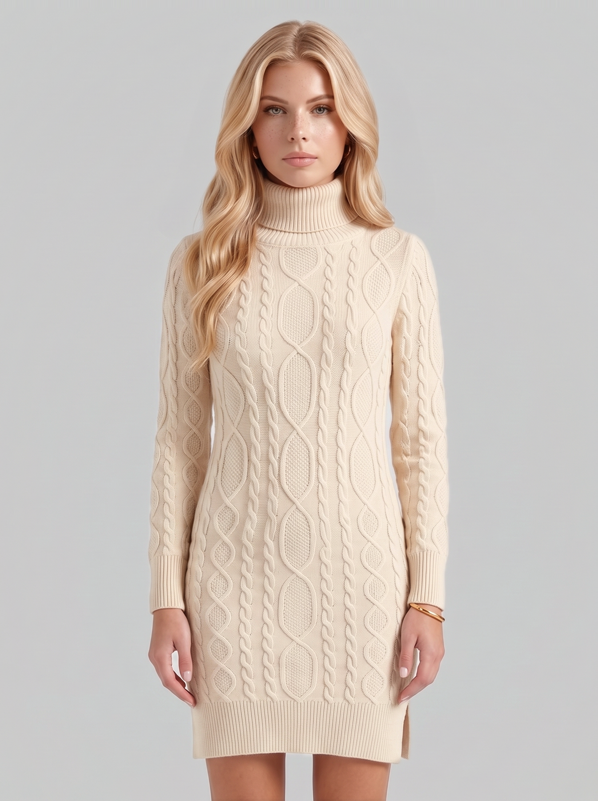 Laurel Cable Mini Dress - Beige