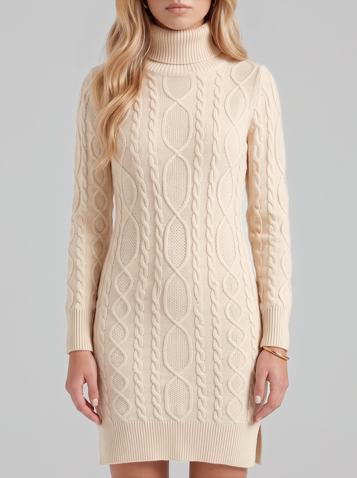 Laurel Cable Mini Dress - Beige