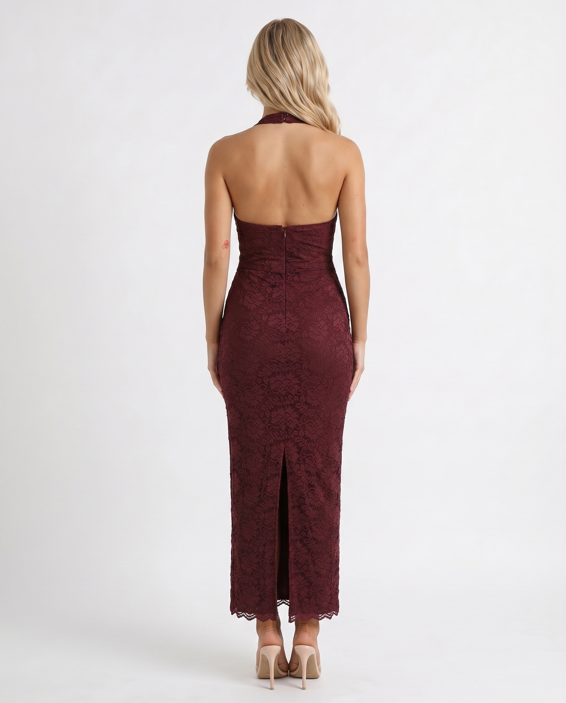 Liliana Scallop Maxi Dress - Burgundy