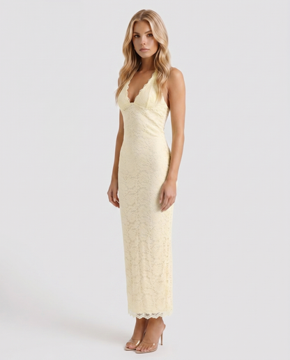 Liliana Scallop Maxi Dress - Lemon