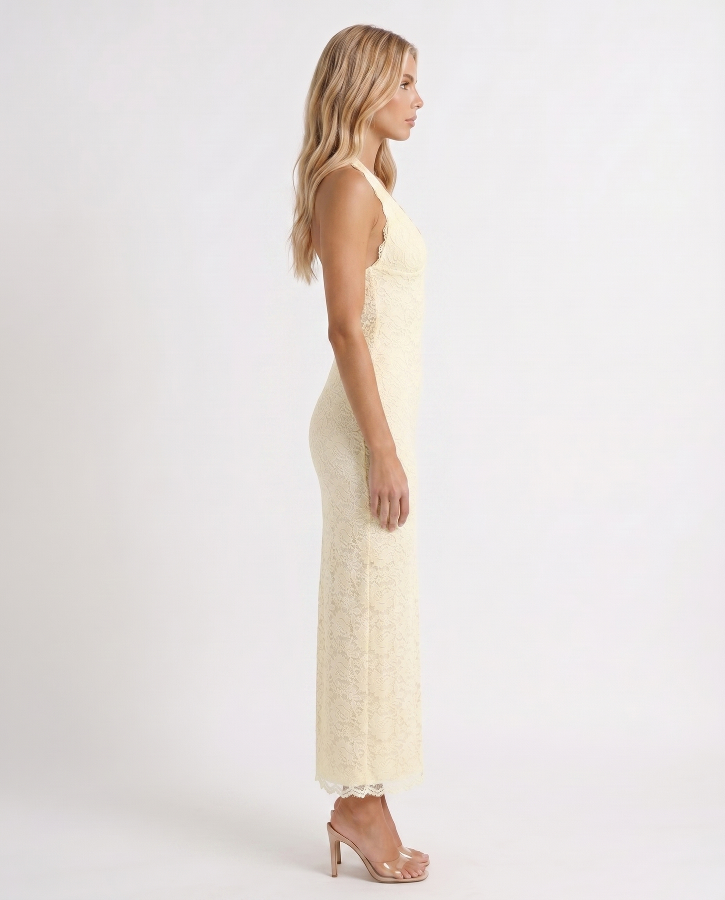 Liliana Scallop Maxi Dress - Lemon