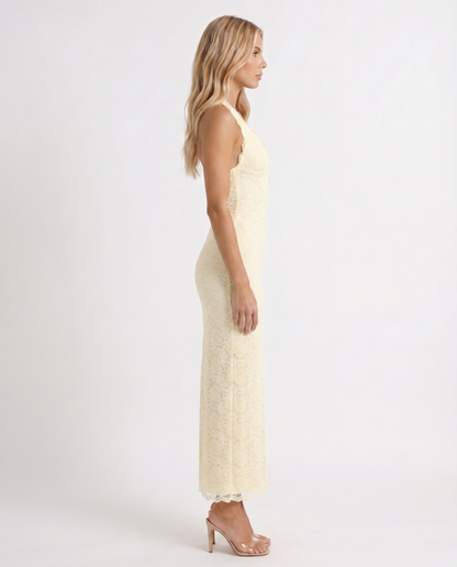 Liliana Scallop Maxi Dress - Lemon