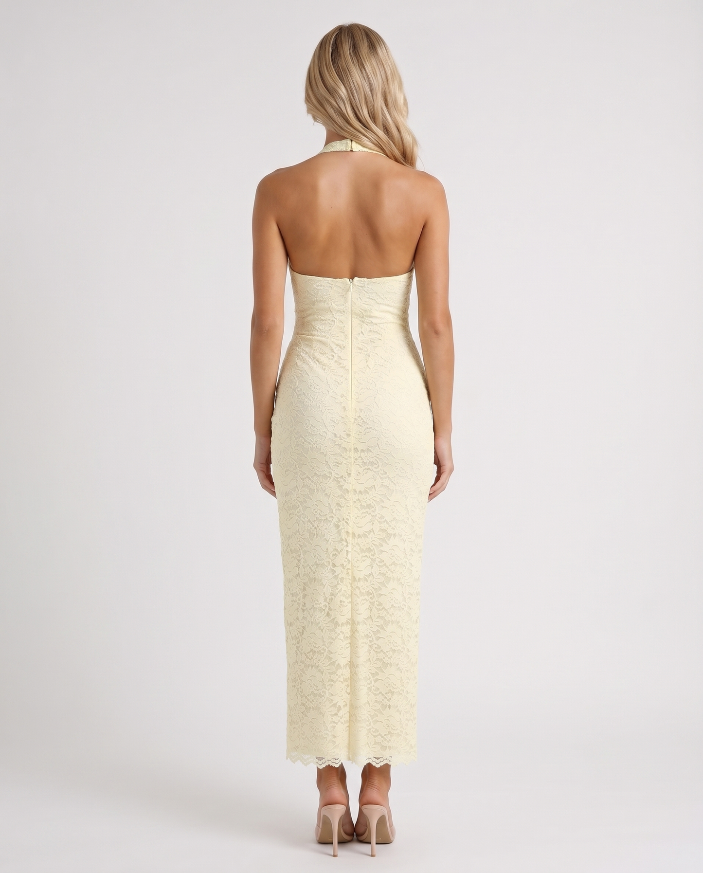Liliana Scallop Maxi Dress - Lemon