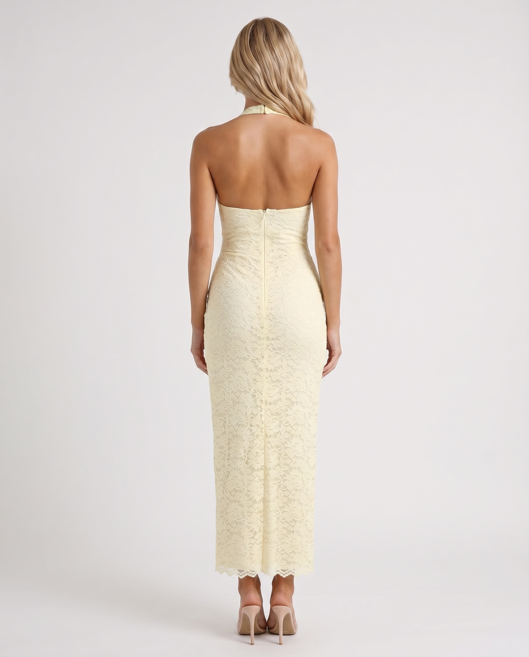 Liliana Scallop Maxi Dress - Lemon