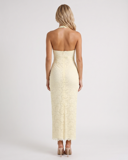 Liliana Scallop Maxi Dress - Lemon