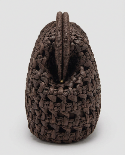Lio Woven Raffia Clutch Boho Beach Purse - Brown