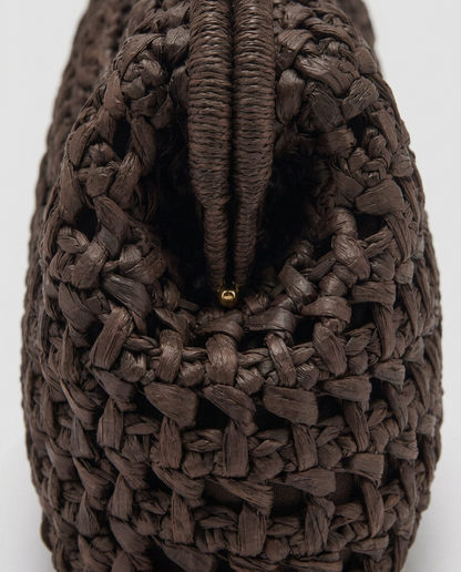 Lio Woven Raffia Clutch Boho Beach Purse - Brown