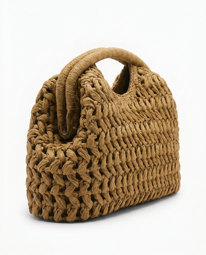Lio Woven Raffia Clutch Boho Beach Purse - Yellow