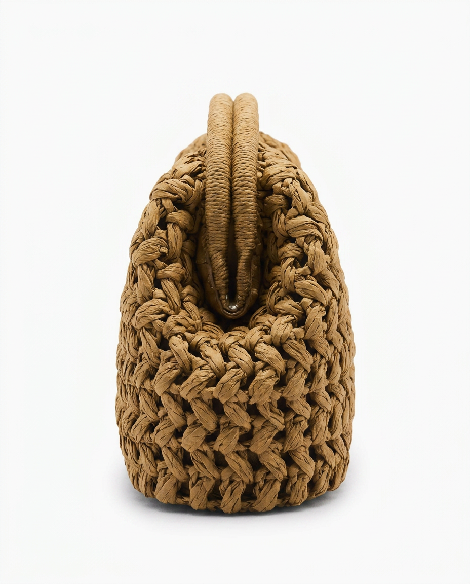 Lio Woven Raffia Clutch Boho Beach Purse - Yellow